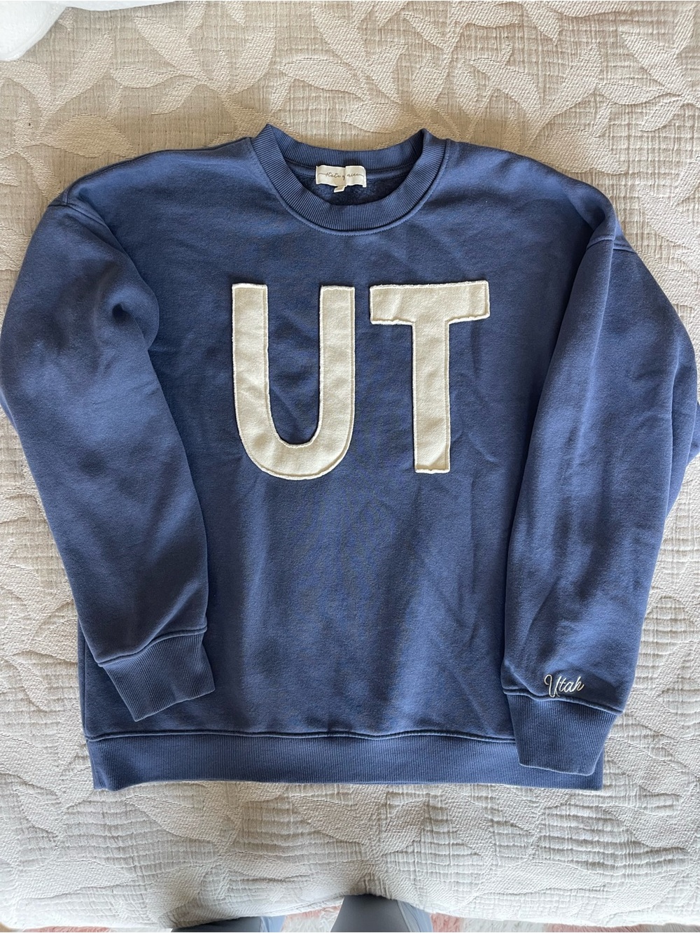 State of Mind Navy Crewneck Sweatshirt with Cream UT Applique